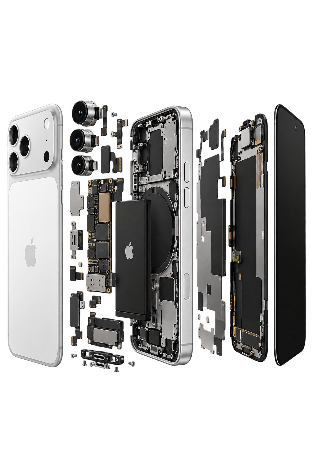 Exploded smartphone repair view